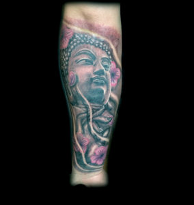 Buddha cherry blossom tattoo