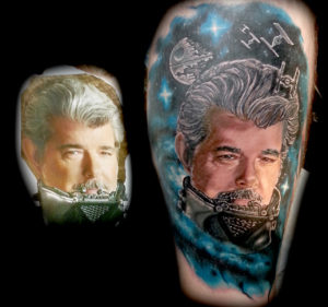 Star Wars George Lucas Darth Vader tattoo galaxy