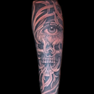 eyeball skull tattoo surrealism