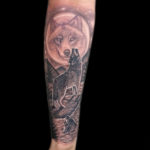 wolves landscape moon tattoo tattoo