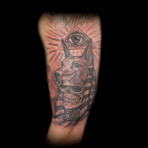 Anubis skull tattoo eyeball dog Egyptian