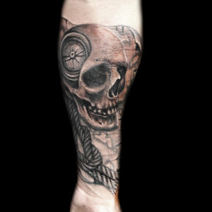 skull compass rope map nautical tattoo