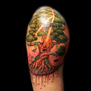 color tree lanscape tattoo tattoo