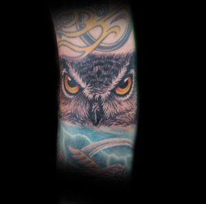 realistic owl tattoo