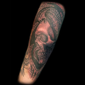 rattlesnake snake and skull tattoo