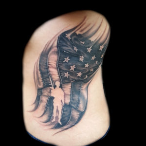 military USA flag and soldier tattoo