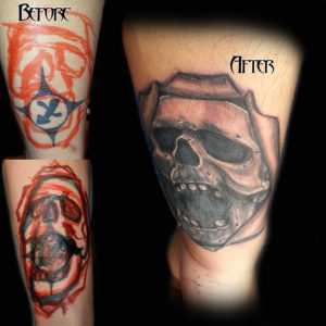 skull cover up tattoo