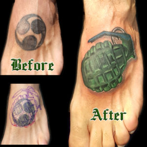 grenade tattoo 3d realistic cover-up