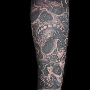 dark art skulls tattoo surrealistic