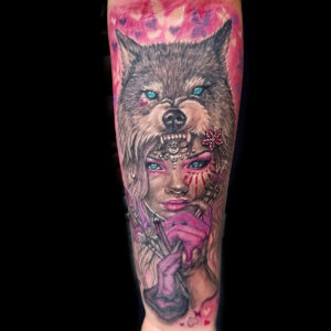 girl wolf tattoo