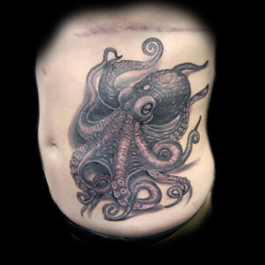 octopus tattoo black and grey